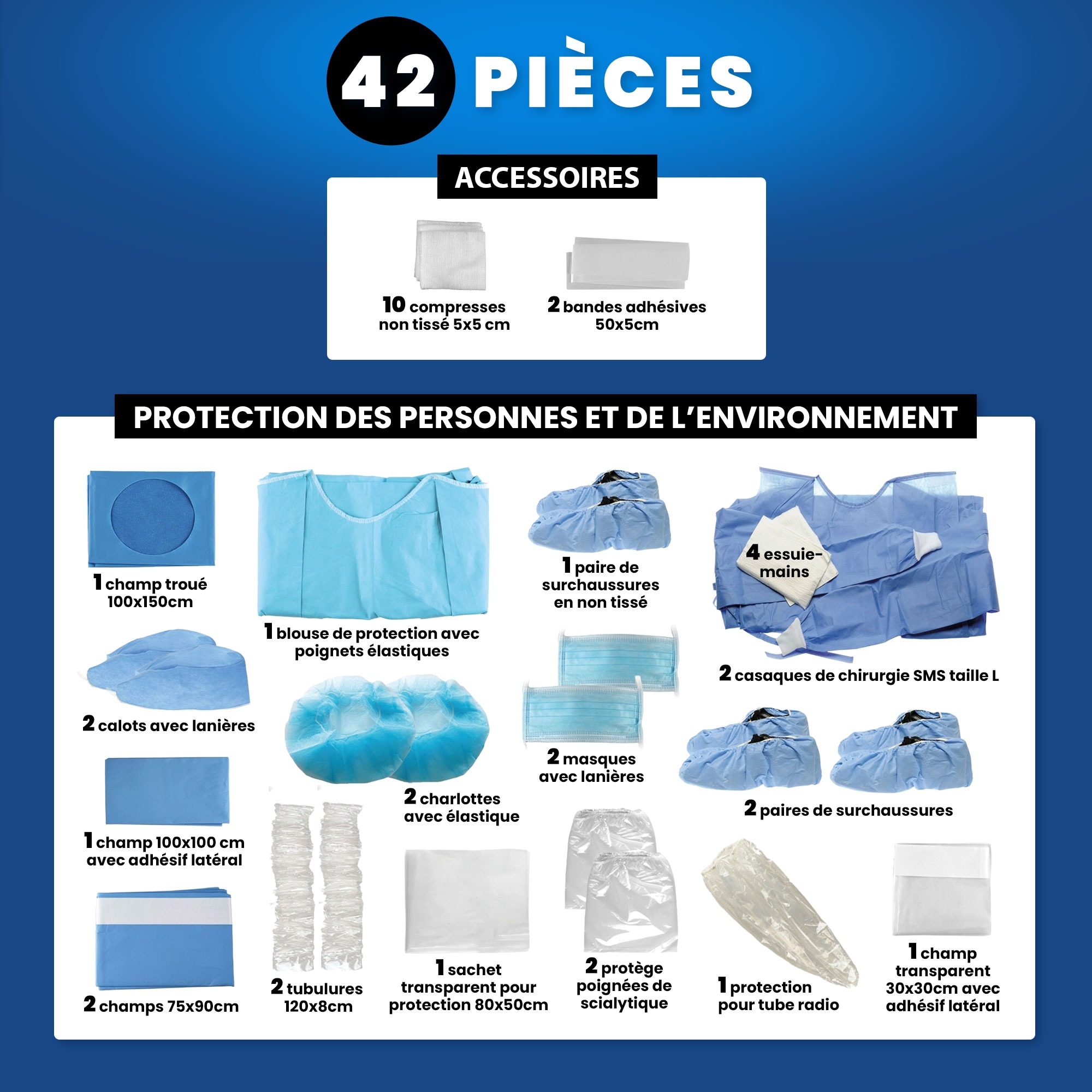Kit stérile d'Implantologie Premium - 42 pièces